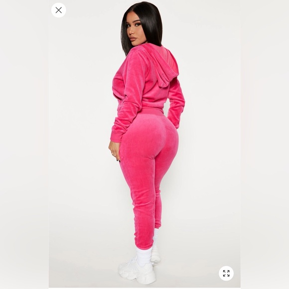 Women's Pink Velour Tracksuit - Picture 3 of 4